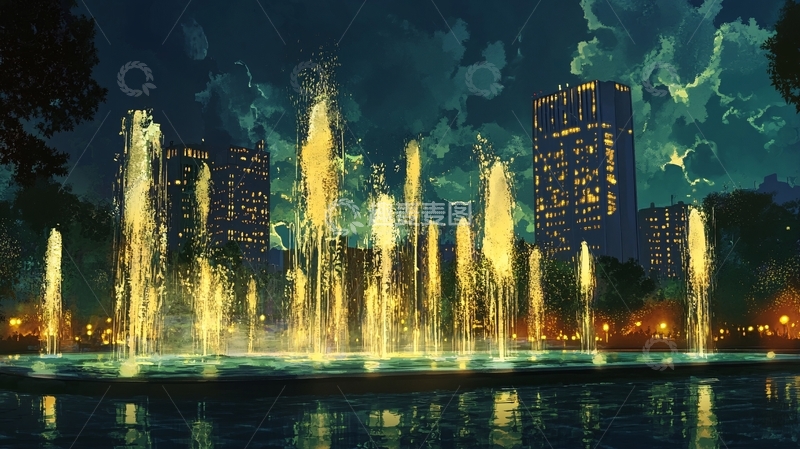 高清大图下载【趣麦麦图】喷泉效果图