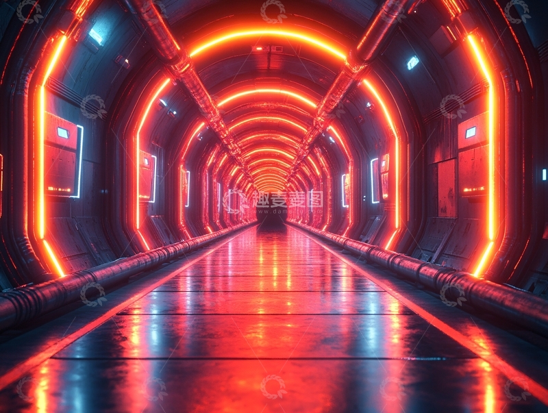 高清大图下载【趣麦麦图】流光溢彩的霓虹灯走廊41