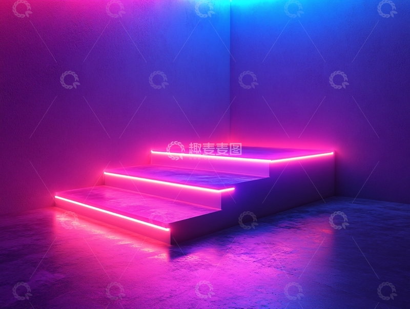 高清大图下载【趣麦麦图】霓虹灯台阶3