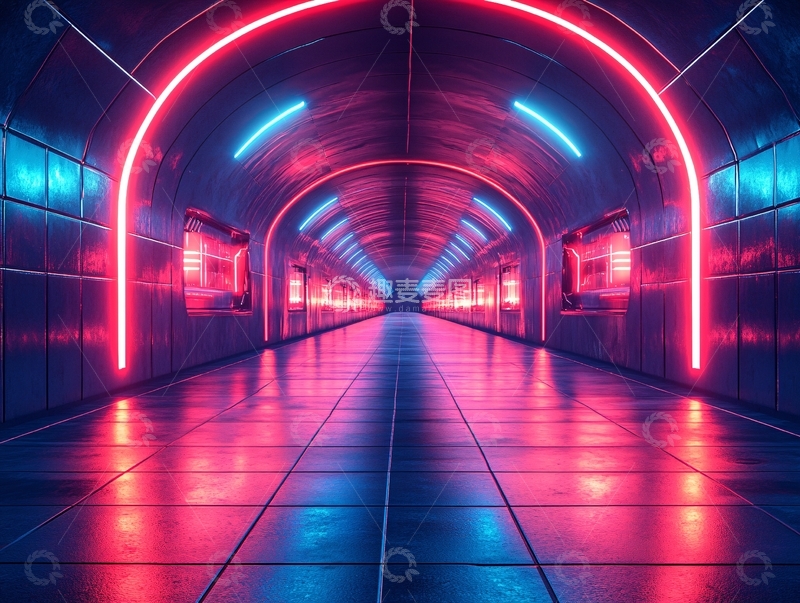 高清大图下载【趣麦麦图】流光溢彩的霓虹灯走廊32