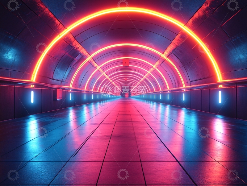 高清大图下载【趣麦麦图】流光溢彩的霓虹灯走廊36