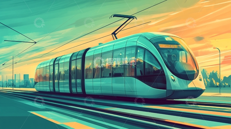 高清大图下载【趣麦麦图】高铁轻轨插画1