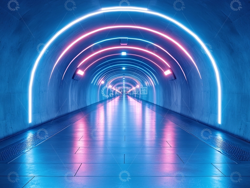 高清大图下载【趣麦麦图】流光溢彩的霓虹灯走廊61