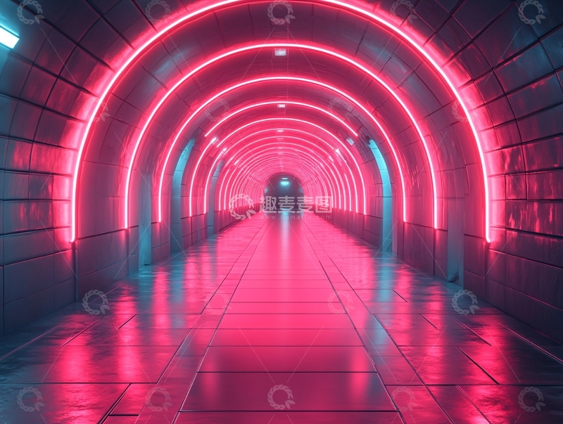 高清大图下载【趣麦麦图】流光溢彩的霓虹灯走廊47