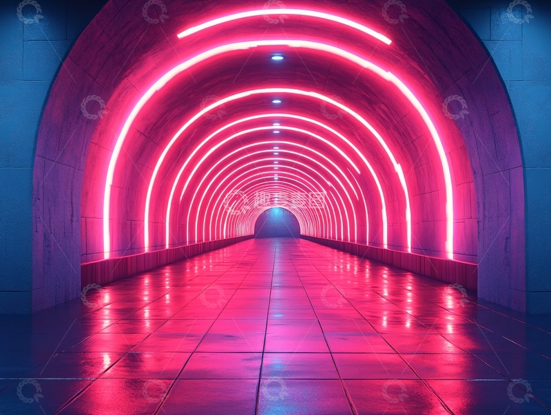 高清大图下载【趣麦麦图】流光溢彩的霓虹灯走廊53