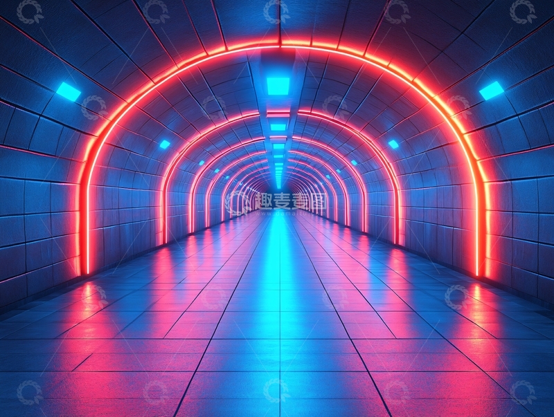 高清大图下载【趣麦麦图】流光溢彩的霓虹灯走廊50