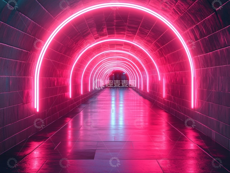 高清大图下载【趣麦麦图】流光溢彩的霓虹灯走廊54