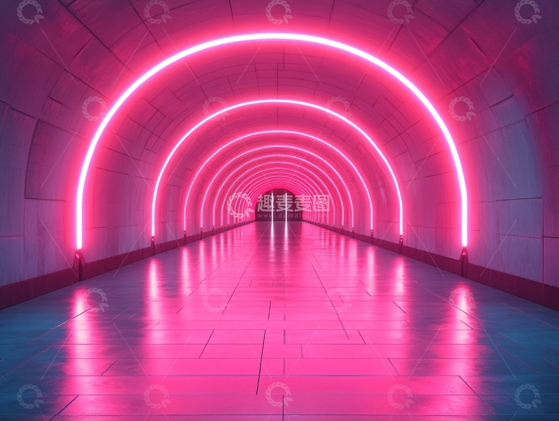 高清大图下载【趣麦麦图】流光溢彩的霓虹灯走廊48