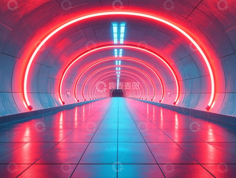 高清大图下载【趣麦麦图】流光溢彩的霓虹灯走廊63