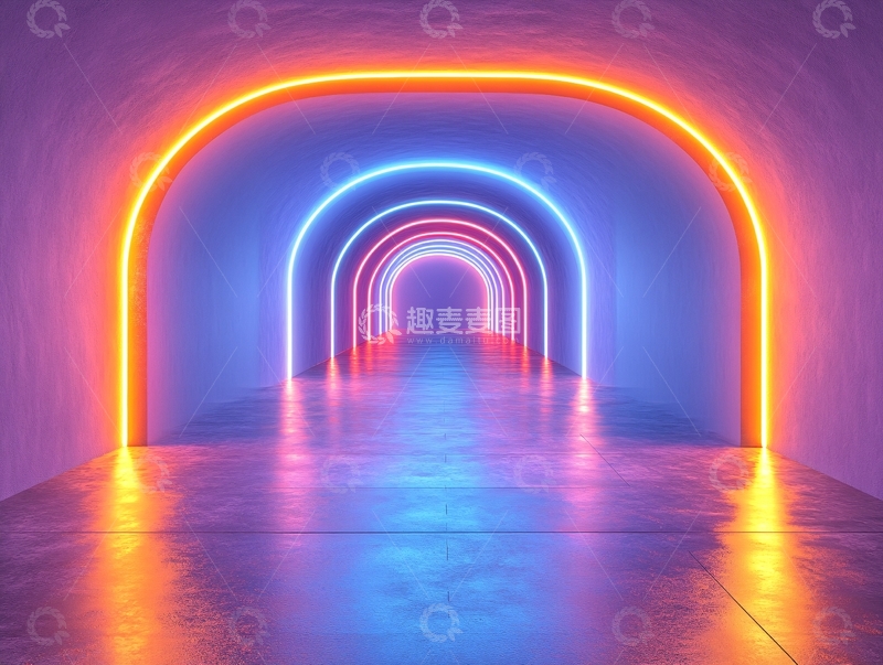 高清大图下载【趣麦麦图】霓虹隧道1
