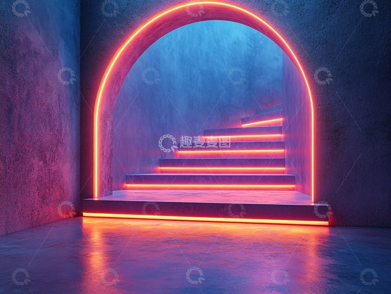 高清大图下载【趣麦麦图】霓虹灯台阶5