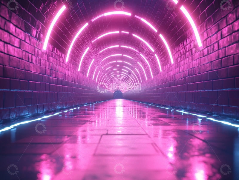 高清大图下载【趣麦麦图】流光溢彩的霓虹灯走廊55