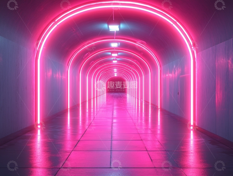 高清大图下载【趣麦麦图】流光溢彩的霓虹灯走廊46