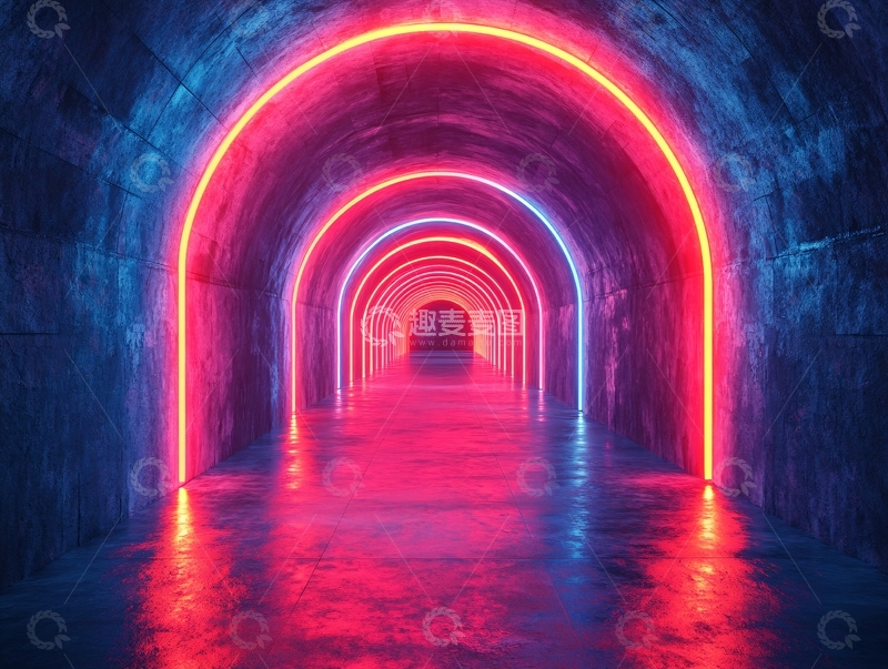 高清大图下载【趣麦麦图】霓虹隧道