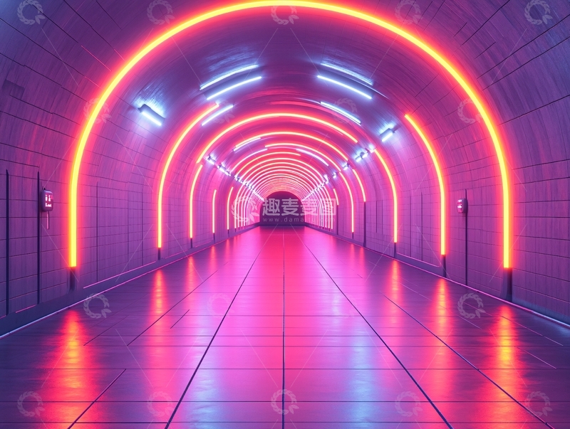 高清大图下载【趣麦麦图】流光溢彩的霓虹灯走廊59