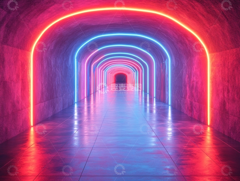 高清大图下载【趣麦麦图】流光溢彩的霓虹灯走廊51