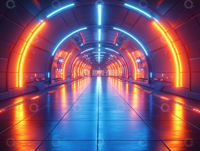 高清大图下载【趣麦麦图】科幻灯光走廊50