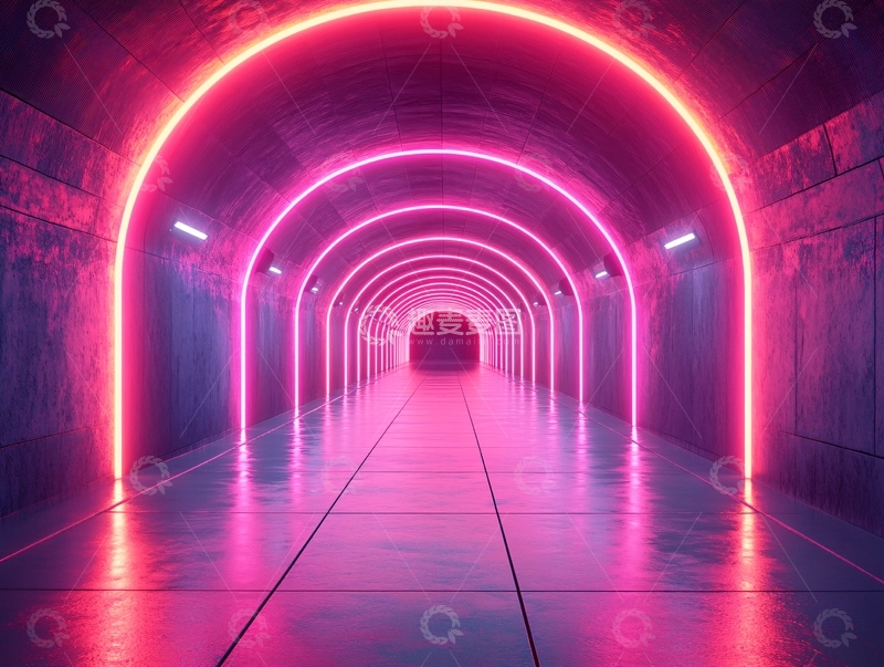 高清大图下载【趣麦麦图】流光溢彩的霓虹灯走廊58