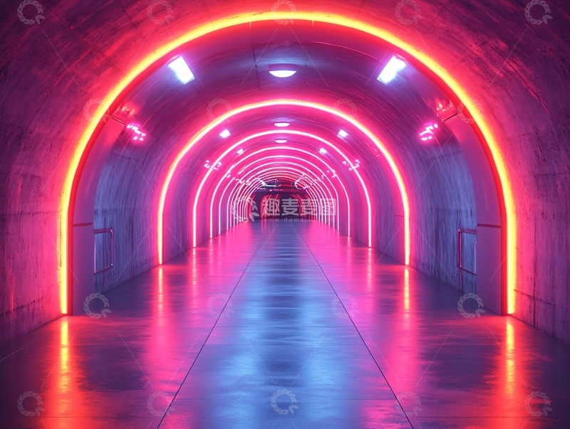 高清大图下载【趣麦麦图】流光溢彩的霓虹灯走廊62