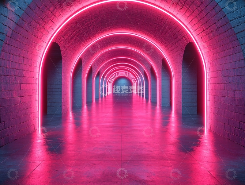 高清大图下载【趣麦麦图】流光溢彩的霓虹灯走廊49
