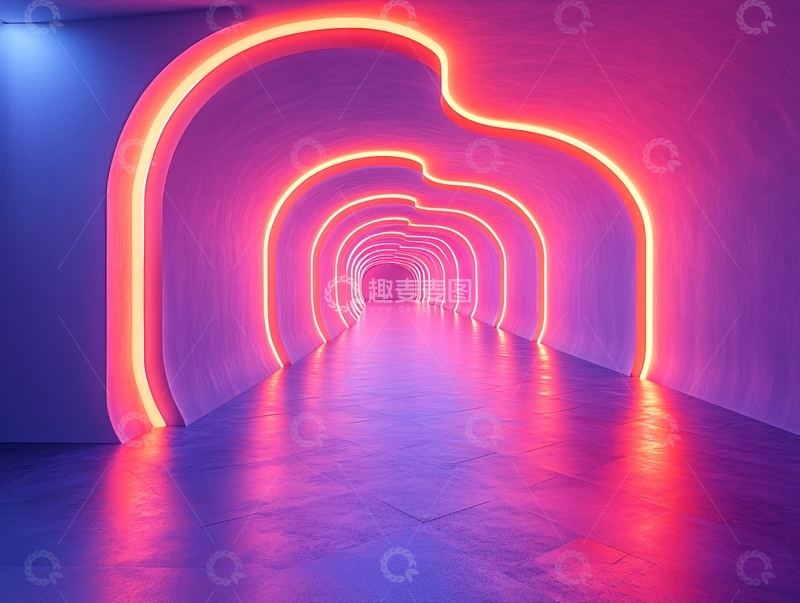 高清大图下载【趣麦麦图】霓虹灯过道4