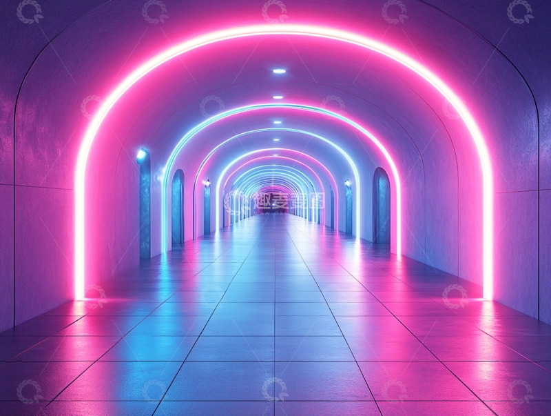 高清大图下载【趣麦麦图】流光溢彩的霓虹灯走廊66