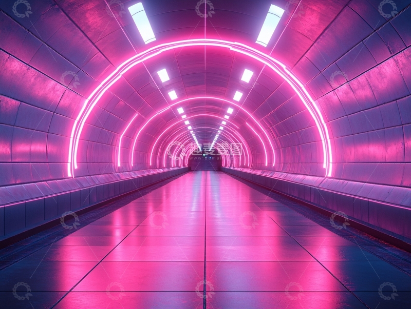 高清大图下载【趣麦麦图】流光溢彩的霓虹灯走廊68