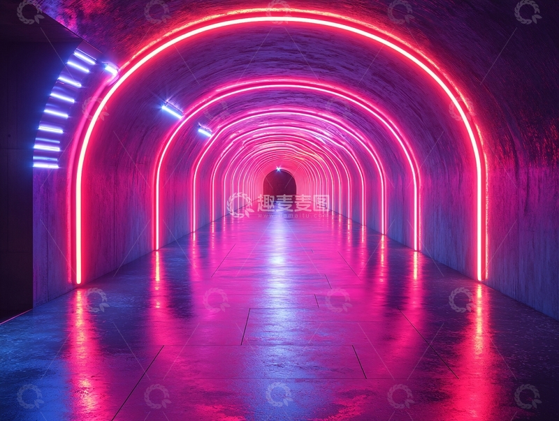 高清大图下载【趣麦麦图】流光溢彩的霓虹灯走廊67