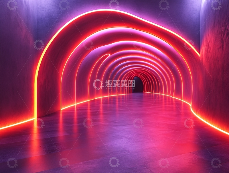 高清大图下载【趣麦麦图】流光溢彩的霓虹灯走廊70