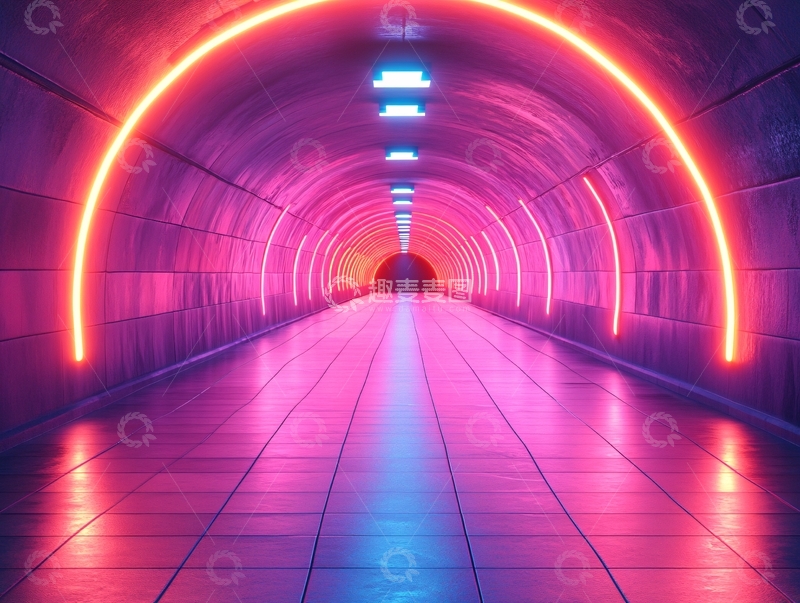 高清大图下载【趣麦麦图】流光溢彩的霓虹灯走廊69