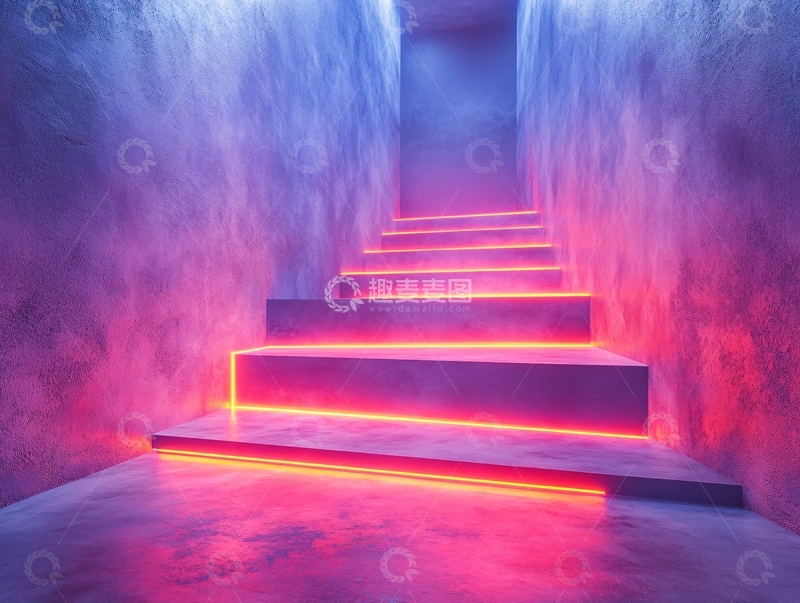 高清大图下载【趣麦麦图】霓虹灯台阶6