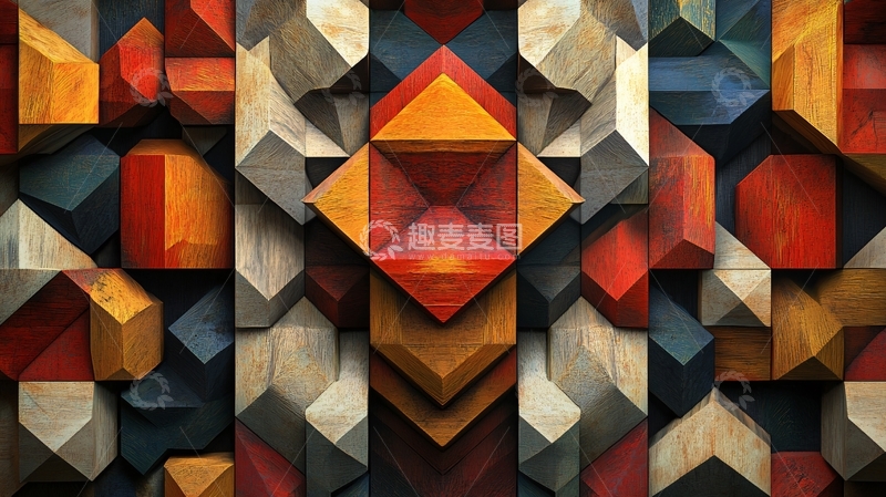 高清大图下载【趣麦麦图】立体几何背景墙