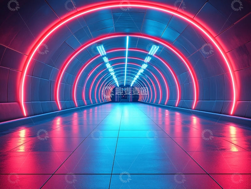 高清大图下载【趣麦麦图】流光溢彩的霓虹灯走廊77