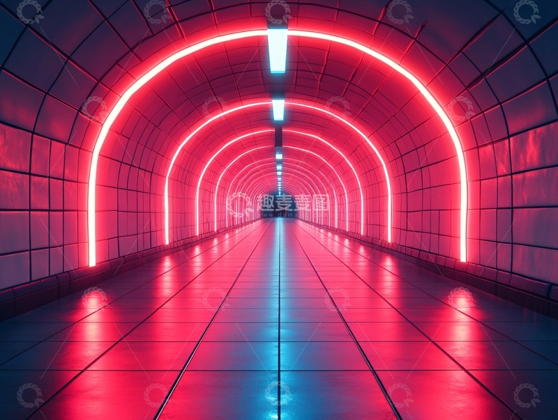 高清大图下载【趣麦麦图】流光溢彩的霓虹灯走廊79