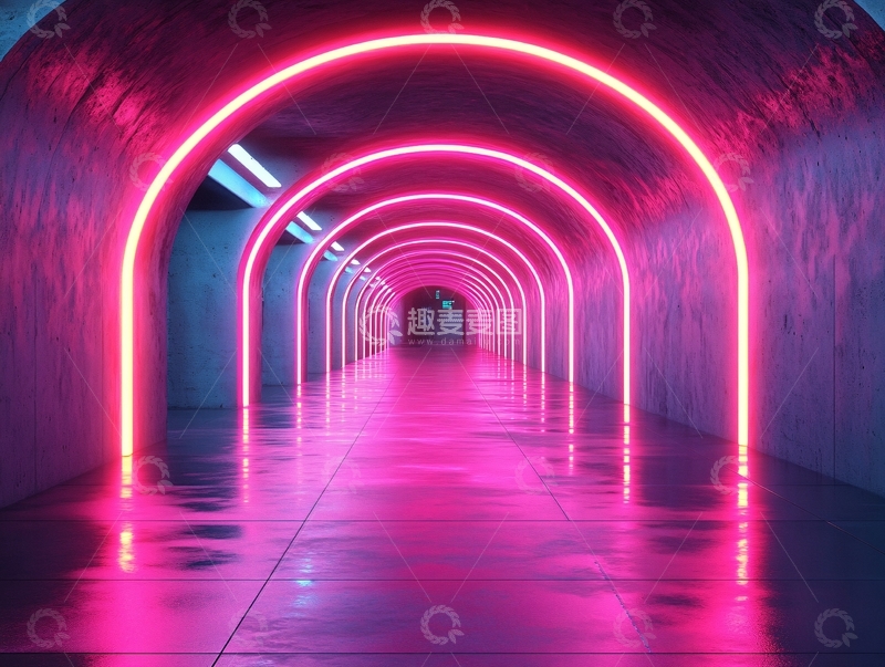 高清大图下载【趣麦麦图】流光溢彩的霓虹灯走廊74