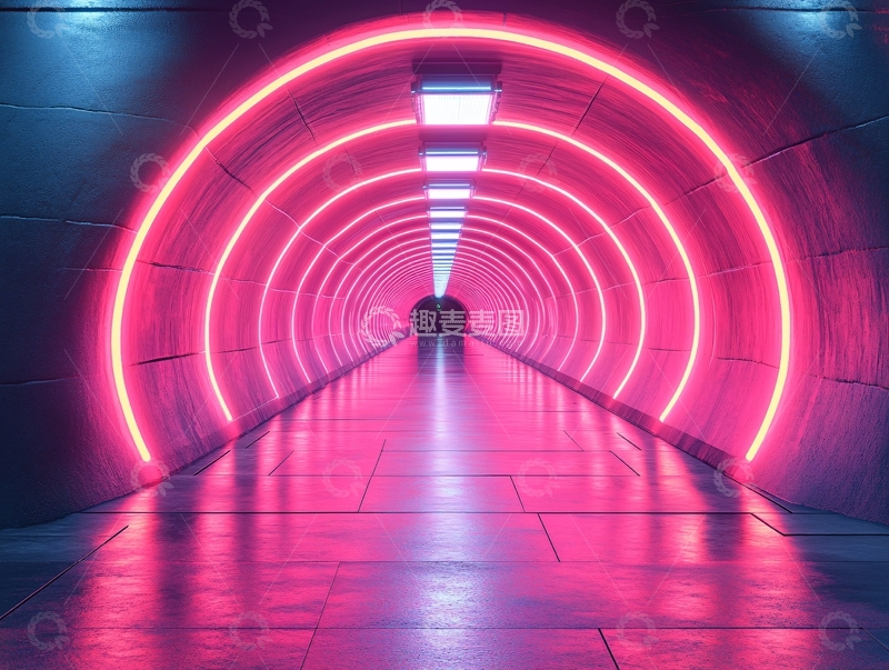高清大图下载【趣麦麦图】流光溢彩的霓虹灯走廊73