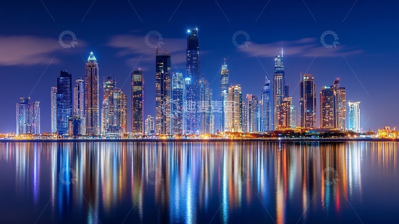 高清大图下载【趣麦麦图】阿联酋阿提哈德塔夜景