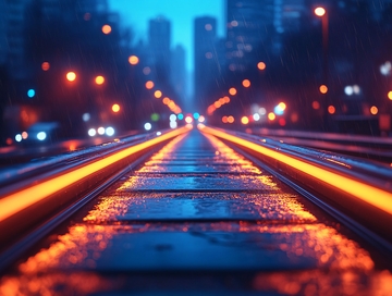 铁路轨道夜景图