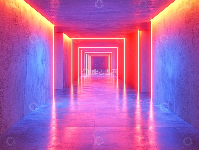 高清大图下载【趣麦麦图】流光溢彩的霓虹灯走廊84