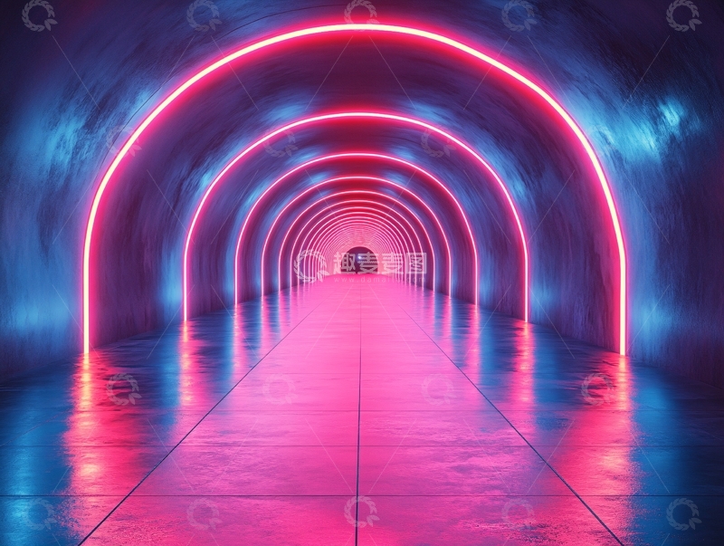 高清大图下载【趣麦麦图】流光溢彩的霓虹灯走廊85