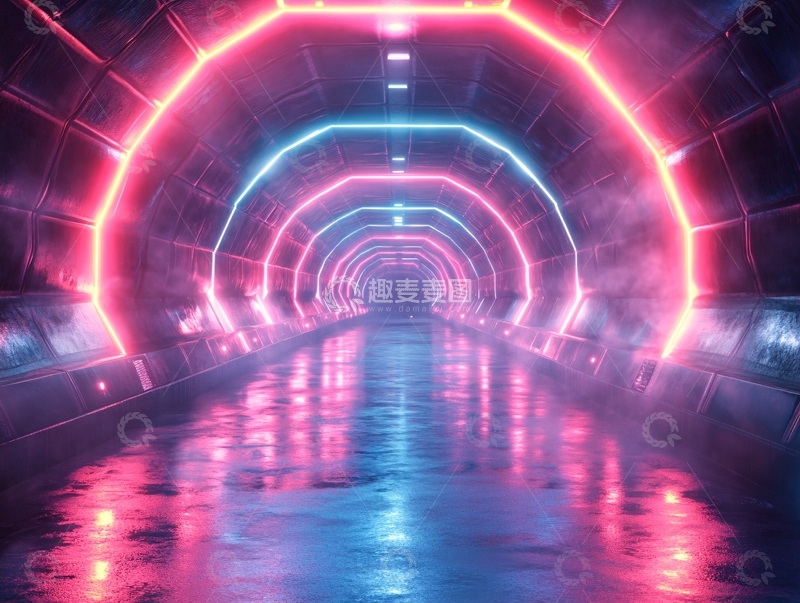 高清大图下载【趣麦麦图】流光溢彩的霓虹灯走廊76