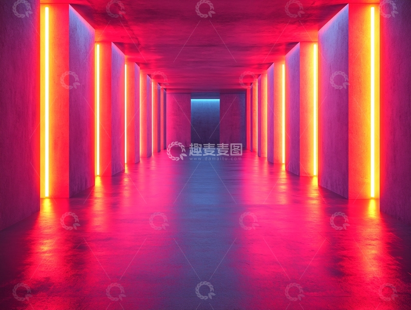 高清大图下载【趣麦麦图】流光溢彩的霓虹灯走廊83
