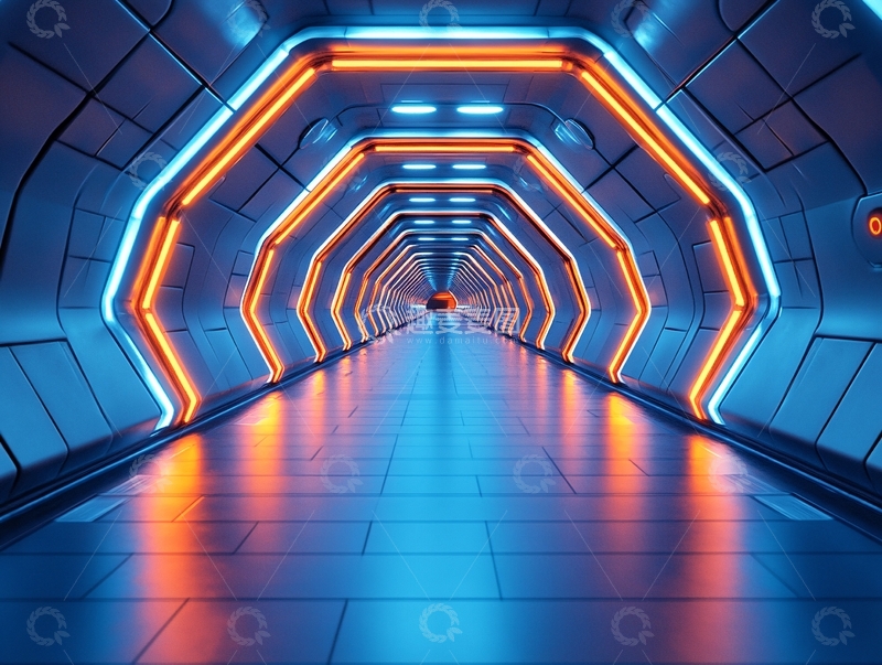 高清大图下载【趣麦麦图】科幻灯光走廊54