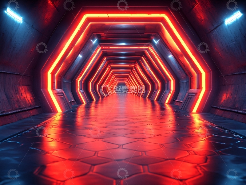高清大图下载【趣麦麦图】科幻灯光走廊55