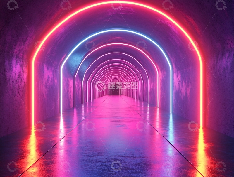 高清大图下载【趣麦麦图】霓虹隧道2