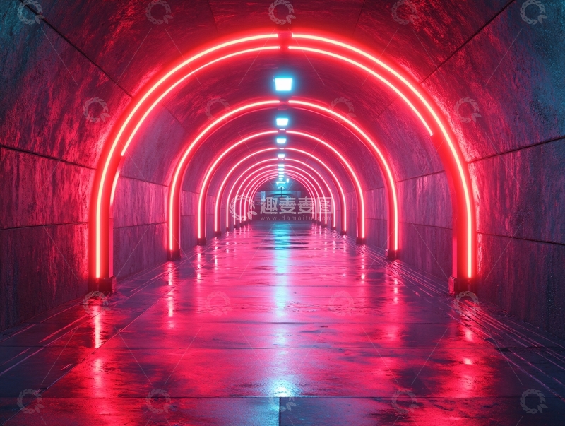 高清大图下载【趣麦麦图】流光溢彩的霓虹灯走廊78
