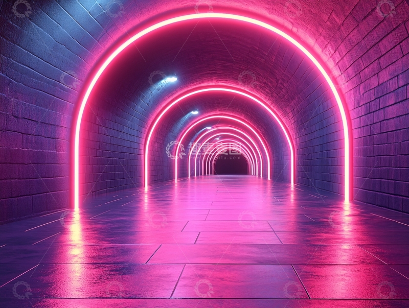高清大图下载【趣麦麦图】流光溢彩的霓虹灯走廊75