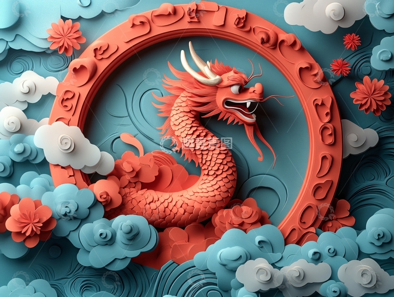 高清大图下载【趣麦麦图】龙年立体装饰3