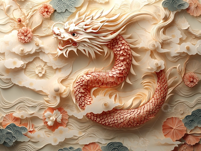 高清大图下载【趣麦麦图】龙浮雕设计2