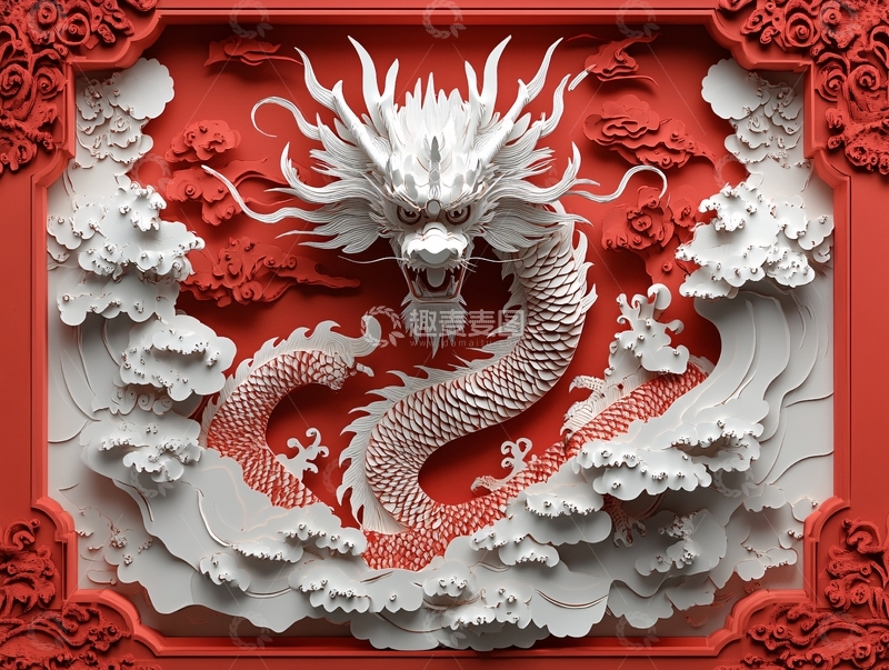 高清大图下载【趣麦麦图】龙浮雕设计1